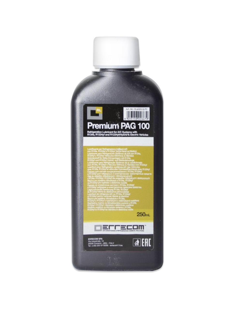 Масло ERRECOM PAG 100, 250 мл. + UV краситель (OL6008.Q.P2)