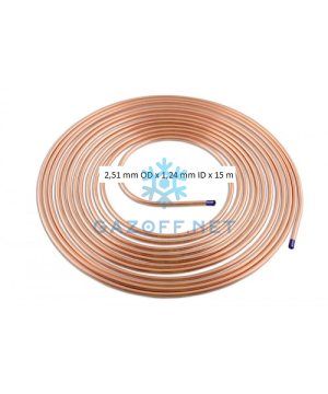 Трубка медная капиллярная 2,51х1,24 мм  (бухта 15 м)